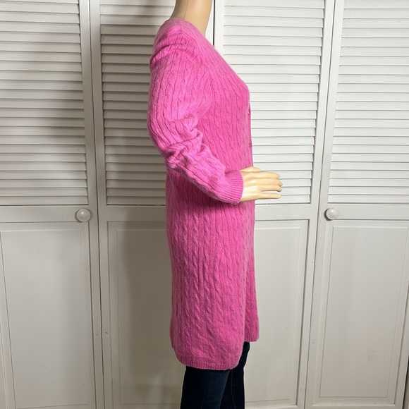 Sutton Studio Long Cable Knit Cashmere Pink Cardigan XL - Picture 4 of 12